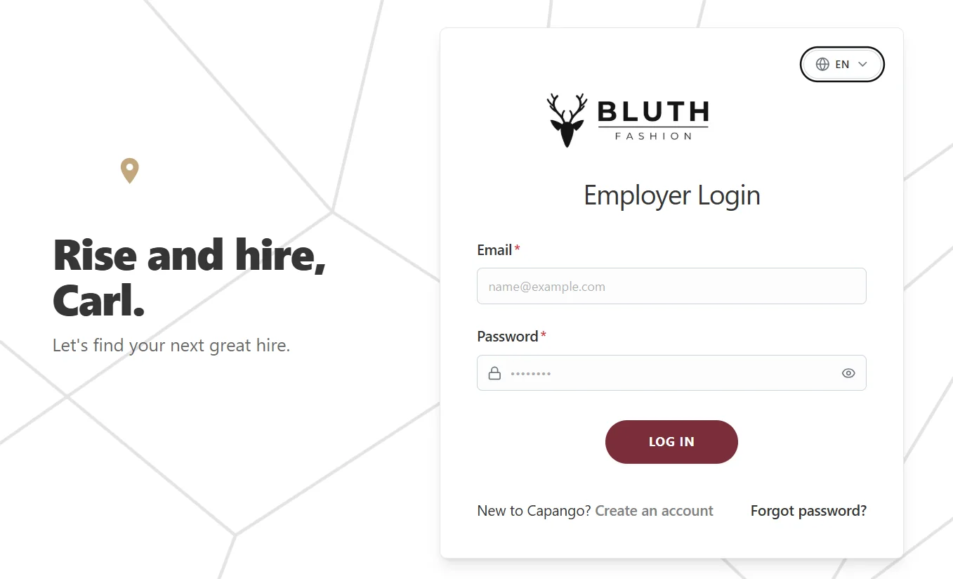 The same sign-in page branded for Bluth Fashion