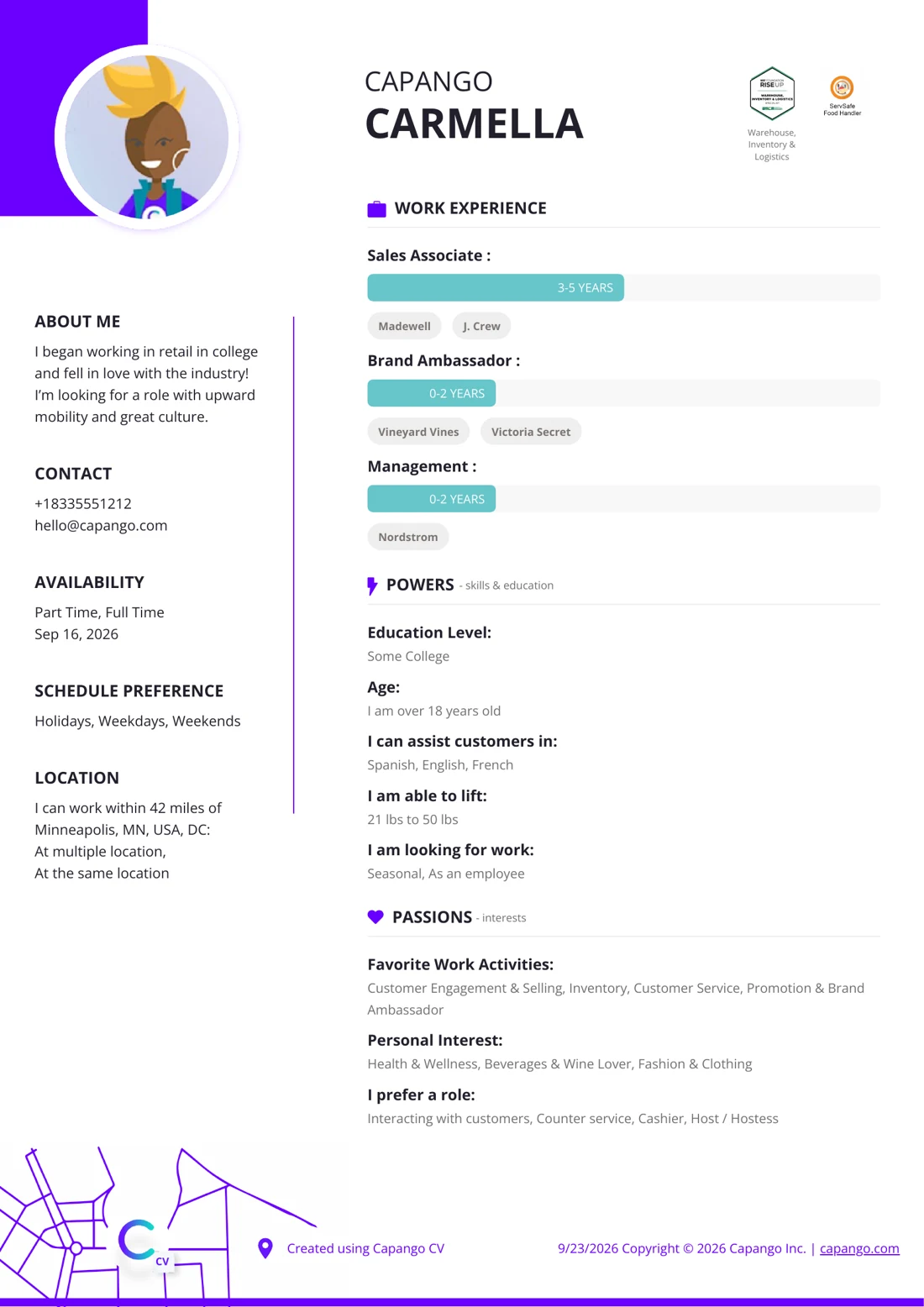 A sample Capango CV